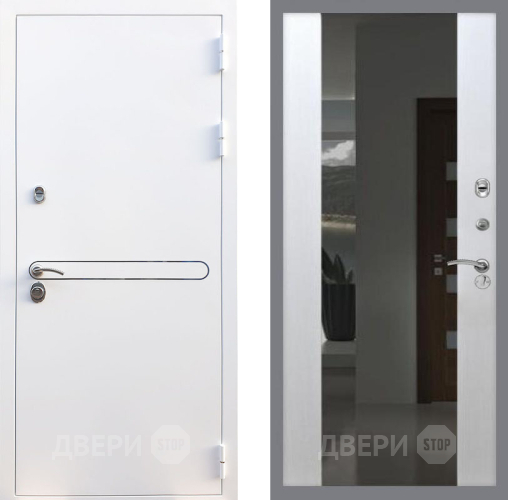 Входная металлическая Дверь Рекс (REX) 27 СБ-16 Зеркало Белый ясень в Подольск