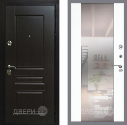 Входная металлическая Дверь Рекс (REX) Премиум-Н СБ-16 Зеркало Силк Сноу в Подольск