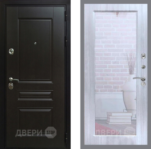 Входная металлическая Дверь Рекс (REX) Премиум-Н Зеркало Пастораль Сандал белый в Подольск