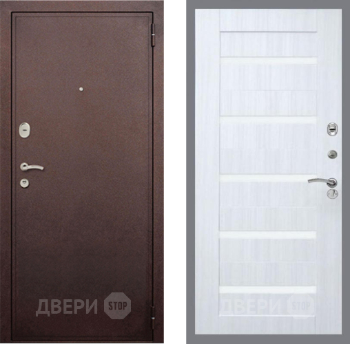 Входная металлическая Дверь Рекс (REX) 2 Медный Антик СБ-14 стекло белое Сандал белый в Подольск