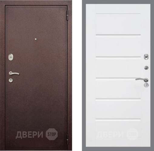 Входная металлическая Дверь Рекс (REX) 2 Медный Антик Сити Белый ясень в Подольск