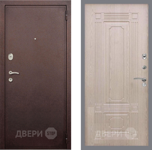 Входная металлическая Дверь Рекс (REX) 2 Медный Антик FL-2 Беленый дуб в Подольск