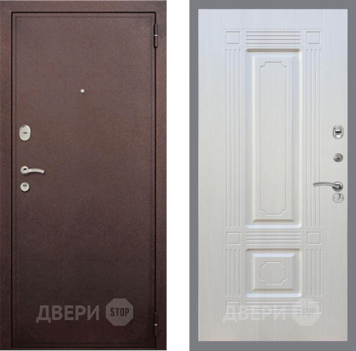 Входная металлическая Дверь Рекс (REX) 2 Медный Антик FL-2 Лиственница беж в Подольск