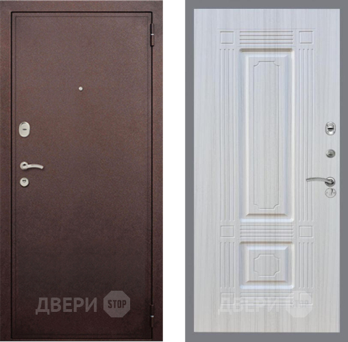 Входная металлическая Дверь Рекс (REX) 2 Медный Антик FL-2 Сандал белый в Подольск