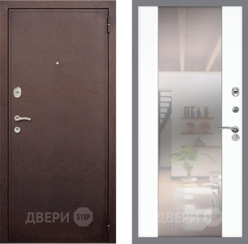 Входная металлическая Дверь Рекс (REX) 2 Медный Антик СБ-16 Зеркало Силк Сноу в Подольск