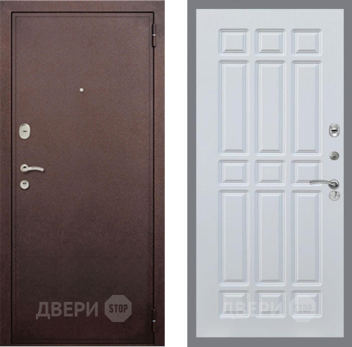 Входная металлическая Дверь Рекс (REX) 2 Медный Антик FL-33 Белый ясень в Подольск