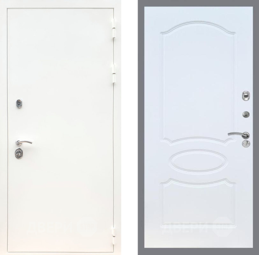 Входная металлическая Дверь Рекс (REX) 5 Белая Шагрень FL-128 Белый ясень в Подольск