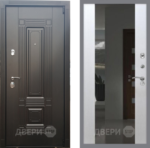 Входная металлическая Дверь Рекс (REX) 9 СБ-16 Зеркало Белый ясень в Подольск