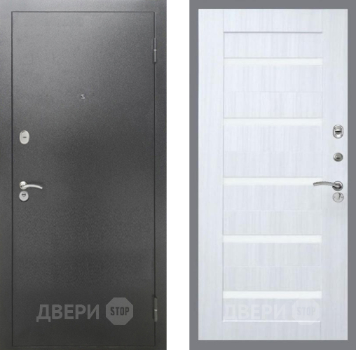 Дверь Рекс (REX) 2А Серебро Антик СБ-14 стекло белое Сандал белый в Подольск