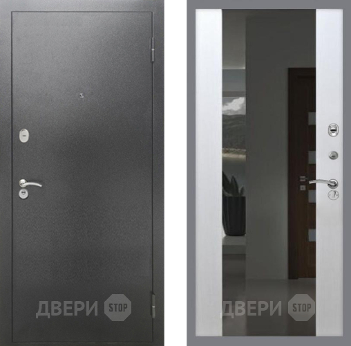 Дверь Рекс (REX) 2А Серебро Антик СБ-16 Зеркало Белый ясень в Подольск