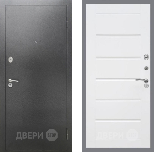 Дверь Рекс (REX) 2А Серебро Антик Сити Белый ясень в Подольск