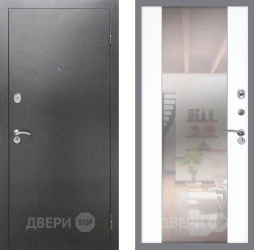 Входная металлическая Дверь Рекс (REX) 2А Серебро Антик СБ-16 Зеркало Силк Сноу в Подольск