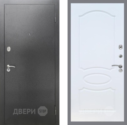 Дверь Рекс (REX) 2А Серебро Антик FL-128 Белый ясень в Подольск