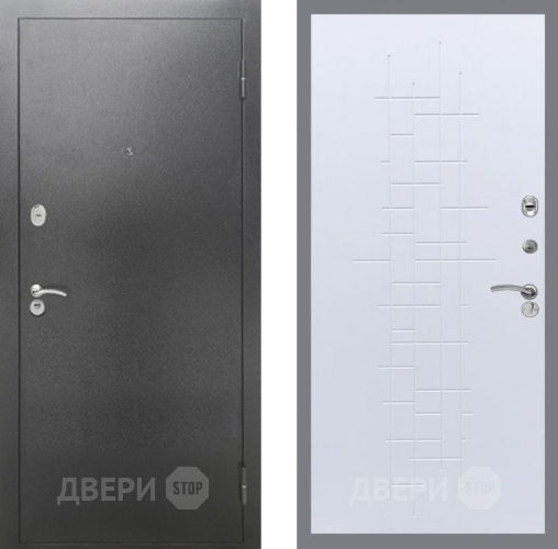Дверь Рекс (REX) 2А Серебро Антик FL-289 Белый ясень в Подольск