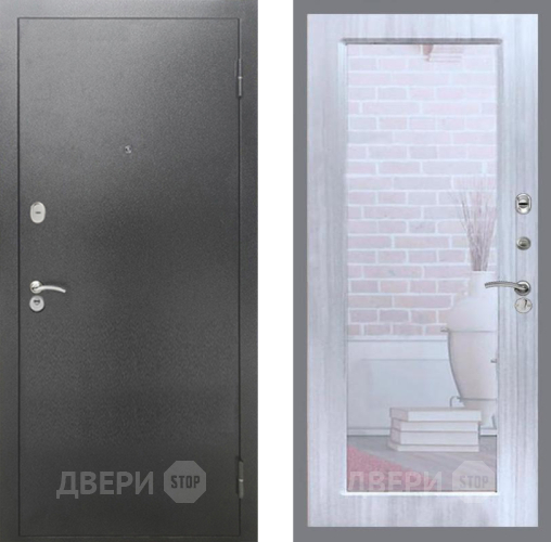 Входная металлическая Дверь Рекс (REX) 2А Серебро Антик Зеркало Пастораль Сандал белый в Подольск