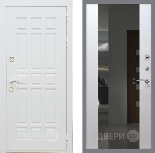 Входная металлическая Дверь Рекс (REX) 8 Силк Сноу СБ-16 с Зеркалом Лиственница беж в Подольск