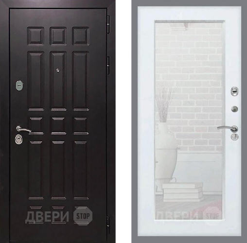 Входная металлическая Дверь Рекс (REX) 8 Зеркало Пастораль Белый ясень в Подольск