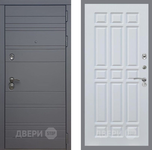 Входная металлическая Дверь Рекс (REX) 14 силк титан FL-33 Белый ясень в Подольск
