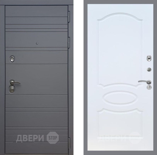 Входная металлическая Дверь Рекс (REX) 14 силк титан FL-128 Белый ясень в Подольск