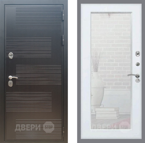 Входная металлическая Дверь Рекс (REX) премиум 185 Зеркало Пастораль Белый ясень в Подольск