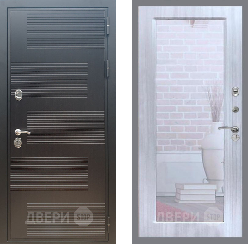 Входная металлическая Дверь Рекс (REX) премиум 185 Зеркало Пастораль Сандал белый в Подольск