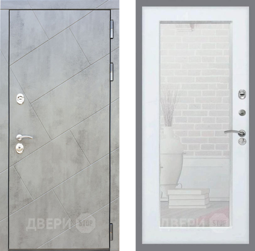 Входная металлическая Дверь Рекс (REX) 22 Зеркало Пастораль Белый ясень в Подольск