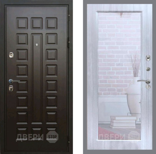 Входная металлическая Дверь Рекс (REX) Премиум 3к Зеркало Пастораль Сандал белый в Подольск