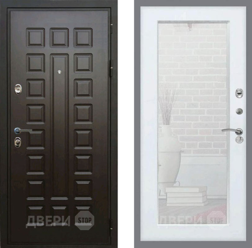 Входная металлическая Дверь Рекс (REX) Премиум 3к Зеркало Пастораль Силк Сноу в Подольск