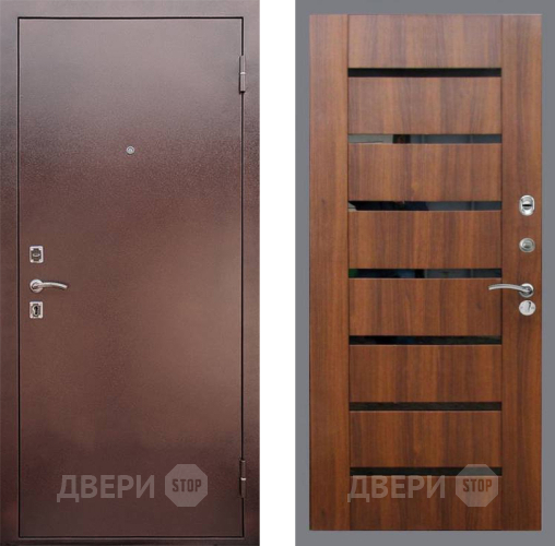 Входная металлическая Дверь Рекс (REX) 1 СБ-14 стекло черное Орех бренди в Подольск