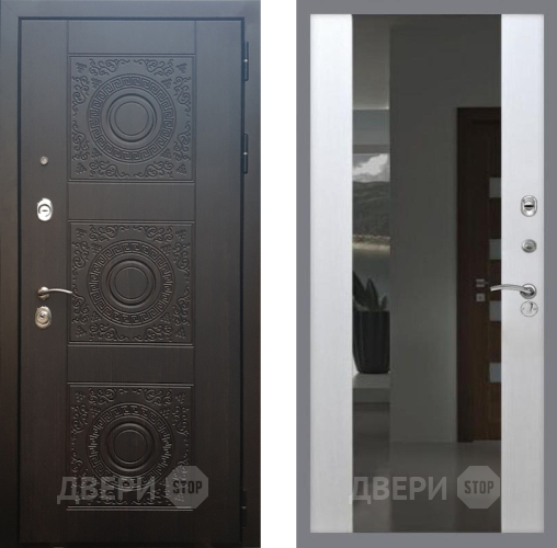 Входная металлическая Дверь Рекс (REX) 10 СБ-16 Зеркало Белый ясень в Подольск
