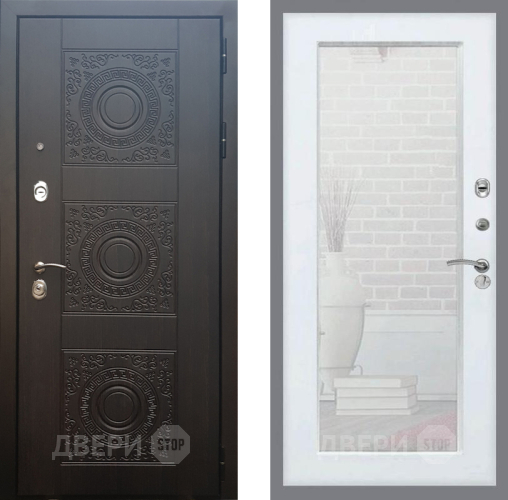 Входная металлическая Дверь Рекс (REX) 10 Зеркало Пастораль Белый ясень в Подольск