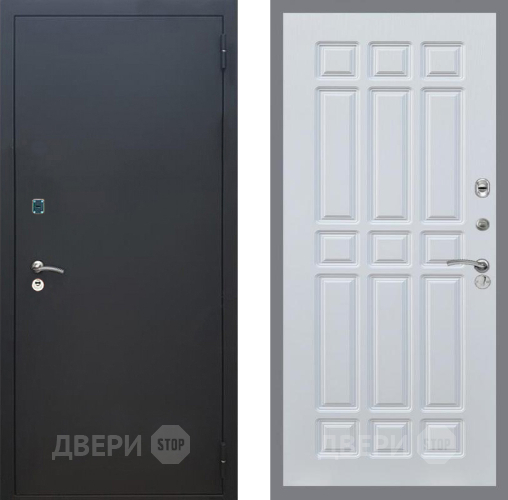 Входная металлическая Дверь Рекс (REX) 1A Черный Муар FL-33 Белый ясень в Подольск