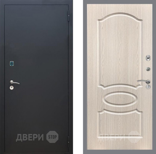Входная металлическая Дверь Рекс (REX) 1A Черный Муар FL-128 Беленый дуб в Подольск