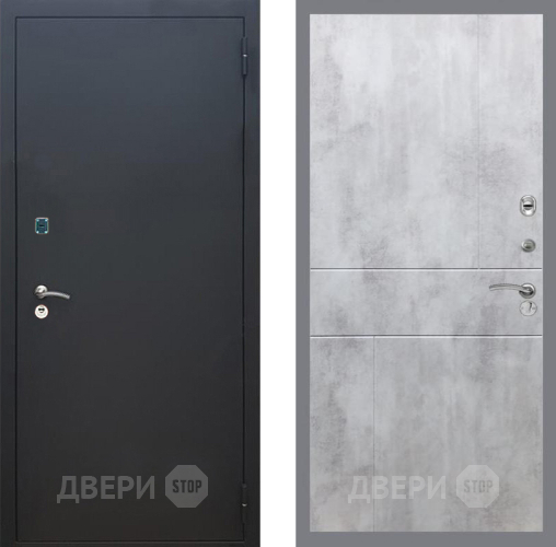 Входная металлическая Дверь Рекс (REX) 1A Черный Муар FL-290 Бетон светлый в Подольск