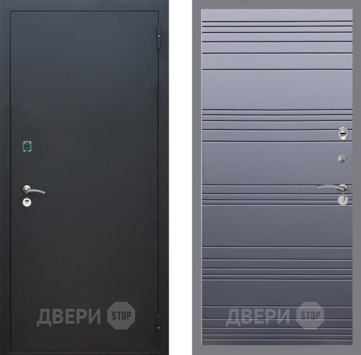 Входная металлическая Дверь Рекс (REX) 1A Черный Муар Line Силк титан в Подольск