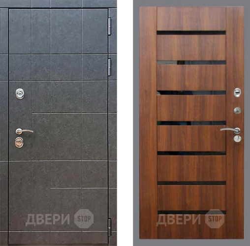 Входная металлическая Дверь Рекс (REX) 21 СБ-14 стекло черное Орех бренди в Подольск