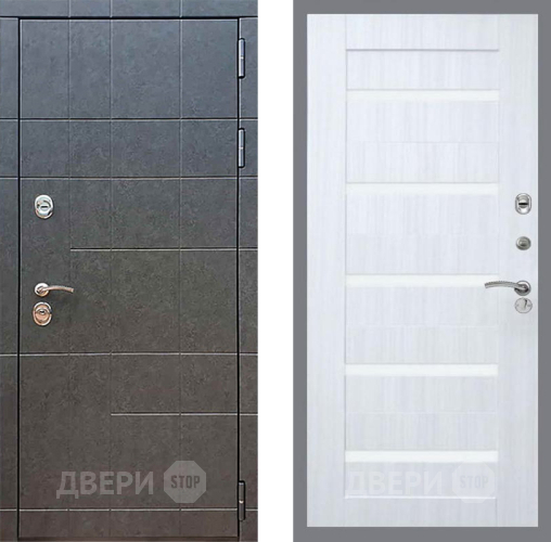 Входная металлическая Дверь Рекс (REX) 21 СБ-14 стекло белое Сандал белый в Подольск