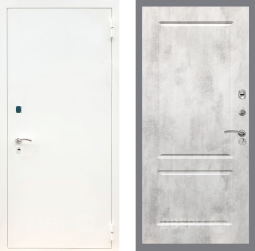 Входная металлическая Дверь Рекс (REX) 1А Белая шагрень FL-117 Бетон светлый в Подольск