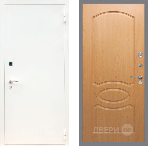 Входная металлическая Дверь Рекс (REX) 1А Белая шагрень FL-128 Дуб в Подольск