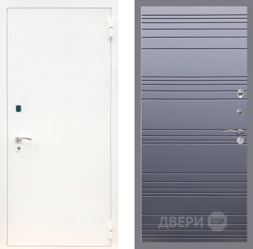 Входная металлическая Дверь Рекс (REX) 1А Белая шагрень Line Силк титан в Подольск