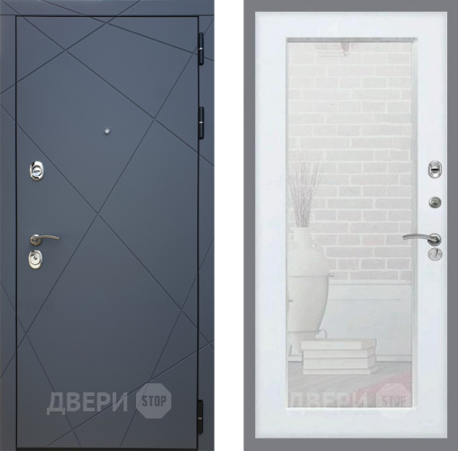 Дверь Рекс (REX) 13 Силк Титан Зеркало Пастораль Белый ясень в Подольск