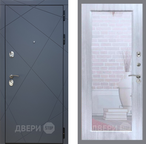 Входная металлическая Дверь Рекс (REX) 13 Силк Титан Зеркало Пастораль Сандал белый в Подольск