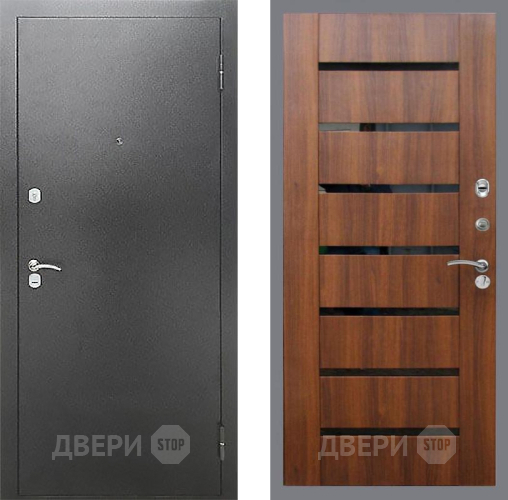 Входная металлическая Дверь Рекс (REX) Сити СБ-14 стекло черное Орех бренди в Подольск