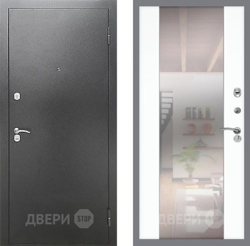 Входная металлическая Дверь Рекс (REX) Сити СБ-16 Зеркало Силк Сноу в Подольск