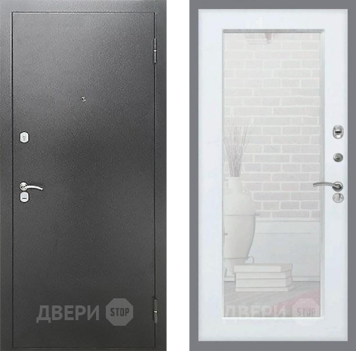 Входная металлическая Дверь Рекс (REX) Сити Зеркало Пастораль Белый ясень в Подольск