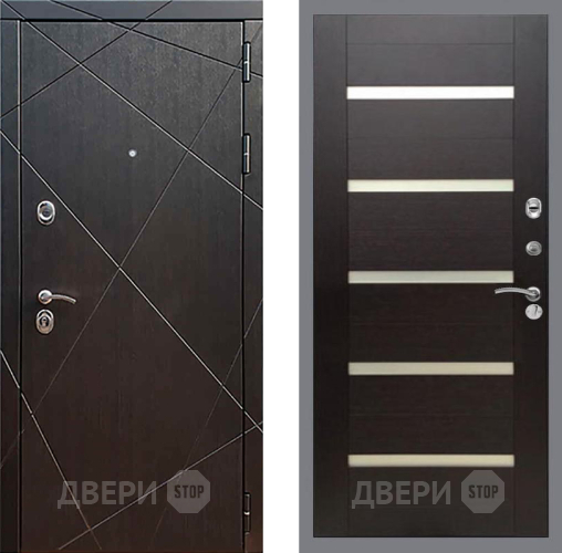 Входная металлическая Дверь Рекс (REX) 13 Венге СБ-14 стекло белое венге поперечный в Подольск