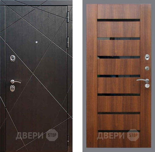 Входная металлическая Дверь Рекс (REX) 13 Венге СБ-14 стекло черное Орех бренди в Подольск