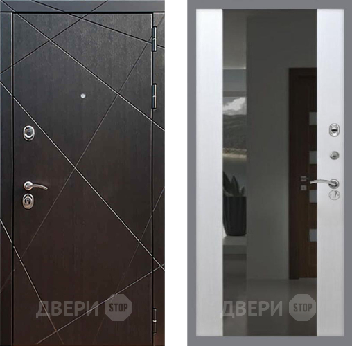 Входная металлическая Дверь Рекс (REX) 13 Венге СБ-16 Зеркало Белый ясень в Подольск