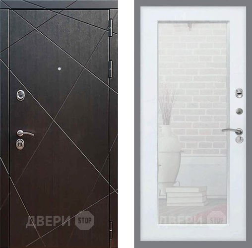 Входная металлическая Дверь Рекс (REX) 13 Венге Зеркало Пастораль Белый ясень в Подольск