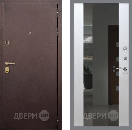 Входная металлическая Дверь Рекс (REX) Лайт 3К СБ-16 Зеркало Белый ясень в Подольск